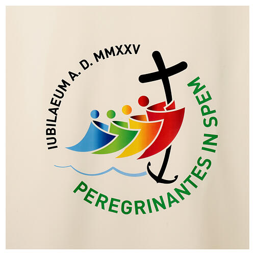 Altarläufer zum Jubiläum 2025, elfenbeinfarben, mit gedrucktem offiziellen Logo 2