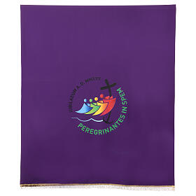 Purple antependium with printed official logo of 2025 Jubilee, Multilingual