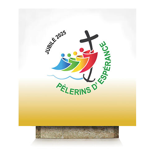 Coprialtare logo Giubileo 2025 in lingua francese 190x90 cm Slabbinck colorato 1