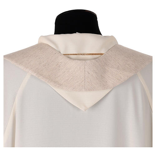 Stuła franciszkańska haftowana, w kolorze kości słoniowej beżowym 4