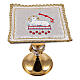 Lamb chalice pall with seven seals in white satin with gold embroidery 15x15 cm s2