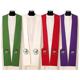 Priesterstola zum Jubiläum 2025, 4 Farben, gesticktes offizielles Logo, Polyester