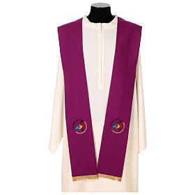 Stole with embroidered logo of Jubilee 2025, Vatican Tyrian purple fabric