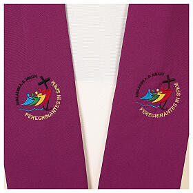 Stole with embroidered logo of Jubilee 2025, Vatican Tyrian purple fabric