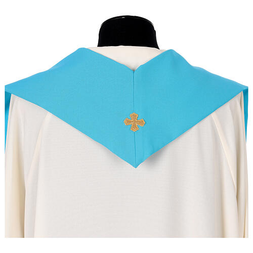 Blue stole Jubilee 2025 logo embroidered in Vatican fabric 3