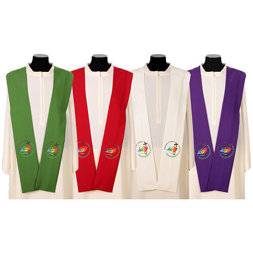 Stole with printed logo of Jubilee 2025, 4 colours, Vatican fabric 1