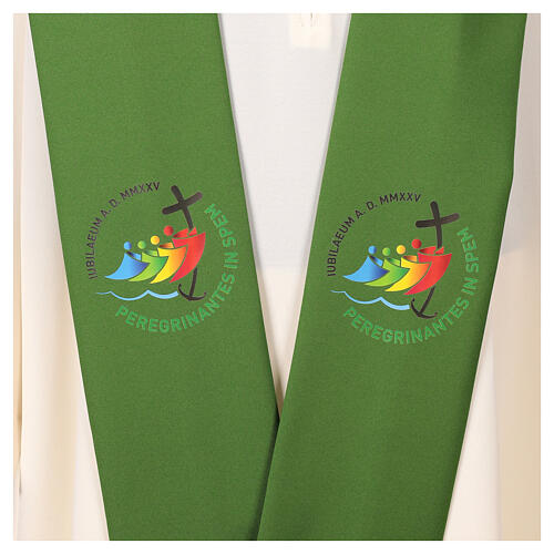 Stole with printed logo of Jubilee 2025, 4 colours, Vatican fabric 2