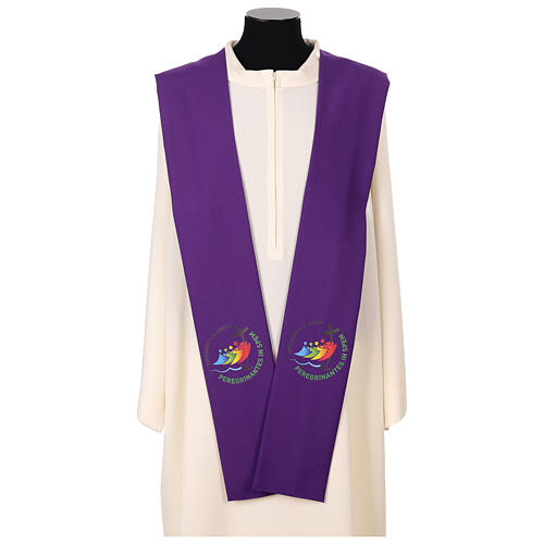 Stole with printed logo of Jubilee 2025, 4 colours, Vatican fabric 9