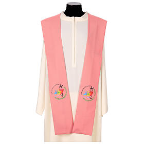 Stole with printed logo of Jubilee 2025, Vatican pink fabric