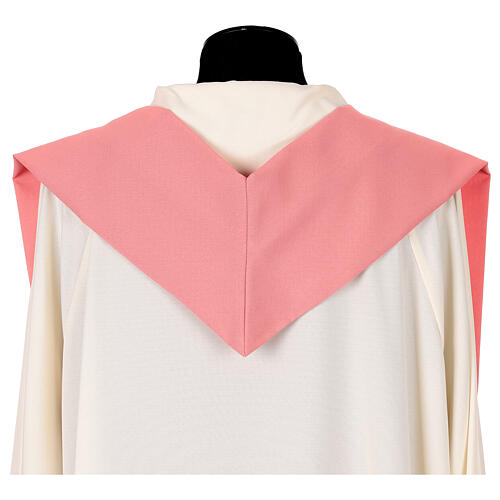 Pink stole with Jubilee 2025 logo printed in Vatican fabric with gold fringe 3