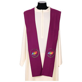 Stole with printed logo of Jubilee 2025 on Vatican Tyrian purple fabric