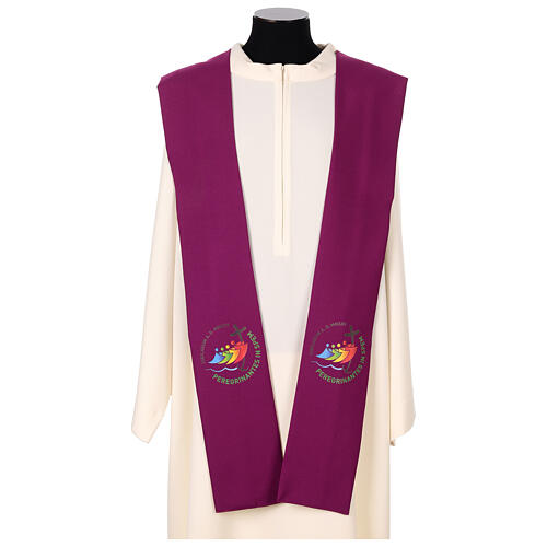 Stole with printed logo of Jubilee 2025 on Vatican Tyrian purple fabric 1