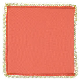 Jubilee 2025 pall for chalice, pink fabric with golden embroidery, 8x8 in