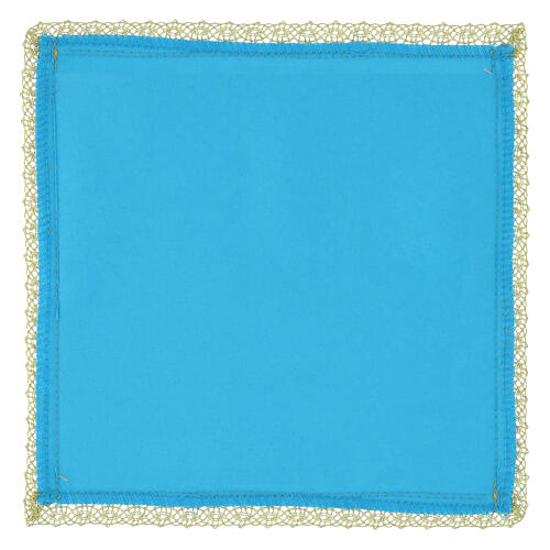 Palla Giubileo 2025 copricalice azzurra ricamo oro 20x20 cm tessuto Vatican 2