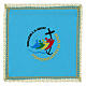 Palla Giubileo 2025 copricalice azzurra ricamo oro 20x20 cm tessuto Vatican s1