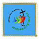 Pale bleu ciel logo Jubilé 2025 impression couleurs tissu Vatican s1