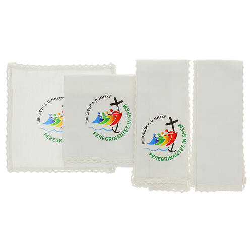 Jubilee 2025 altar linens, white cotton, printed logo 3