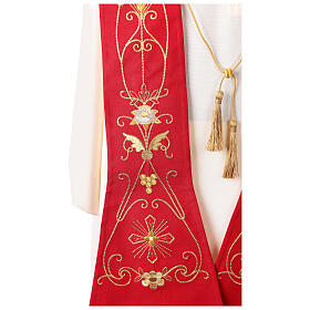 Stola rossa pura lana con ricamo in oro