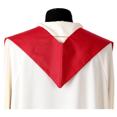 Stola rossa pura lana con ricamo in oro 5