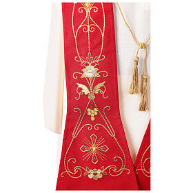 Red pure wool stole with gold embroidery