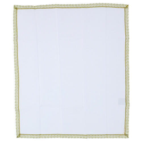 Embroidered altar set with ivory-coloured stones and arabesques 5
