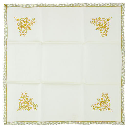Conjunto de missa bordado com pedras cor de marfim 3