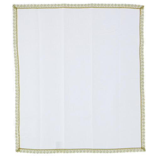Set linge d'autel brodé IHS couleur ivoire 5