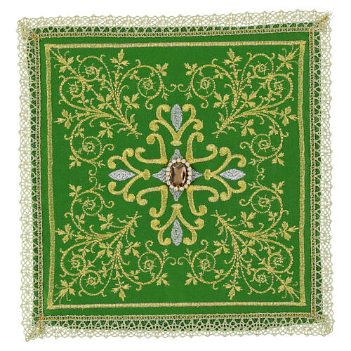 Hard chalice cover with stone embroidery, cotton blend 2