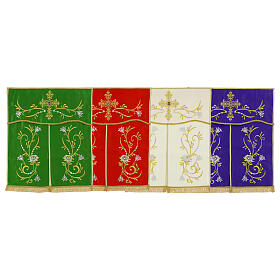 Conopeum – Tabernakelumhang, Blumenstickerei mit Schmuckstein, 49,5 × 40,5 cm