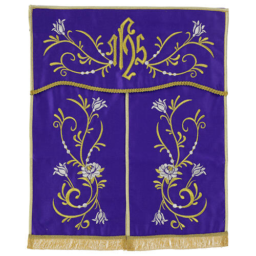 Conopeum – Tabernakelumhang, Christusmonogramm JHS mit gold- und silberfarbener Stickerei, 50 × 40 cm 5