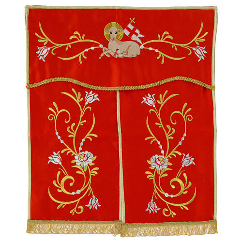 Conopeum – Tabernakelumhang, Agnus-Dei-Motiv mit gold- und silberfarbener Stickerei, 50 × 40,3 cm 3