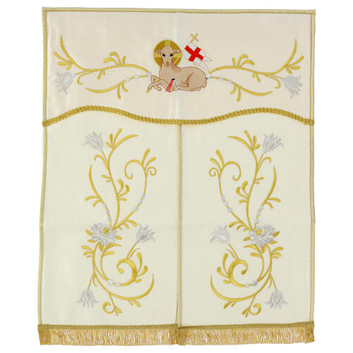 Tabernacle veil with lamb embroidery, 20x16 in 4