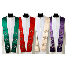 Silk stole with trim and velvet ribbon by Vebi Confezioni