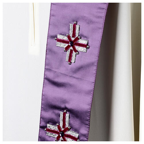 Silk stole with trim and velvet ribbon by Vebi Confezioni 9