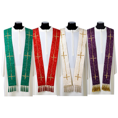 Vebi Confezioni embossed silk stole with crosses 1