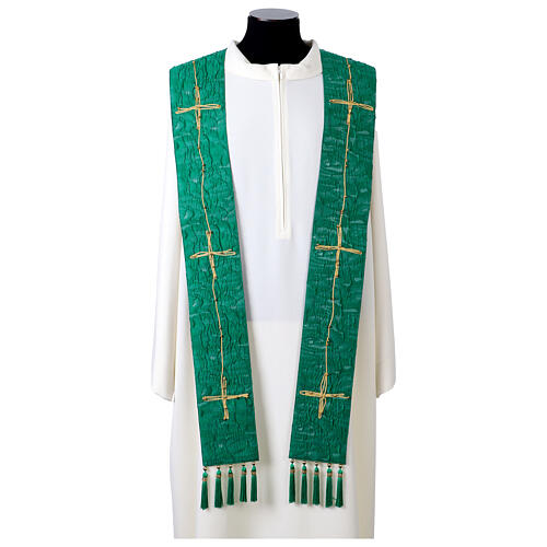 Vebi Confezioni embossed silk stole with crosses 2