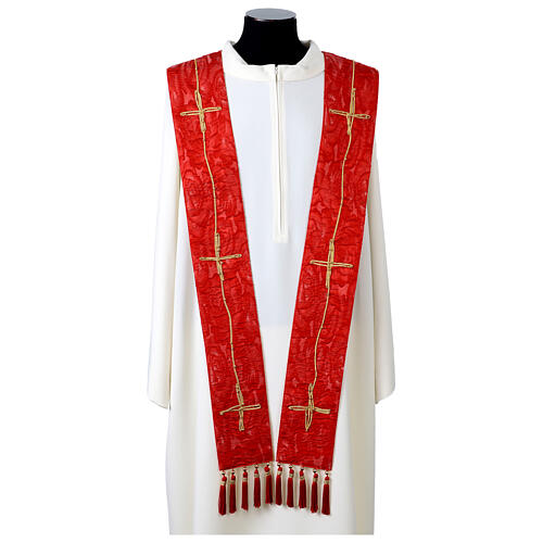 Vebi Confezioni embossed silk stole with crosses 4