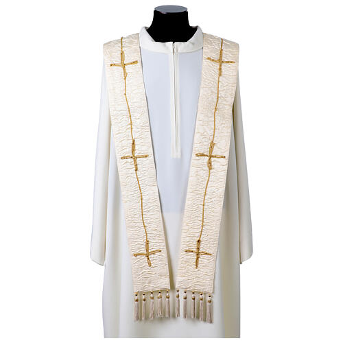 Vebi Confezioni embossed silk stole with crosses 6