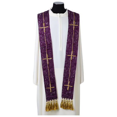 Vebi Confezioni embossed silk stole with crosses 8