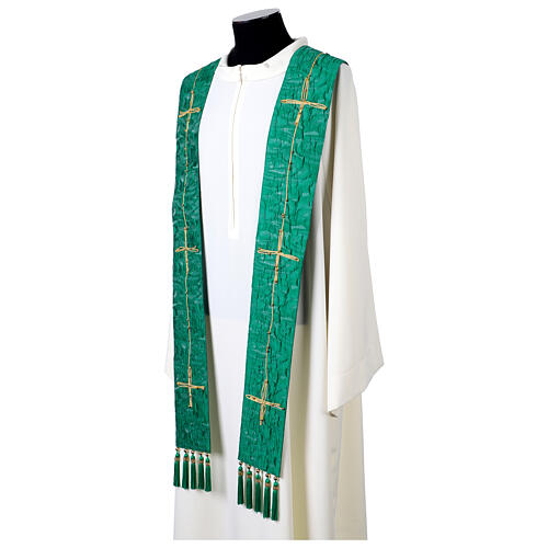 Vebi Confezioni embossed silk stole with crosses 10