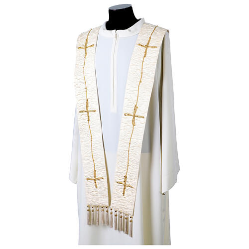 Vebi Confezioni embossed silk stole with crosses 14