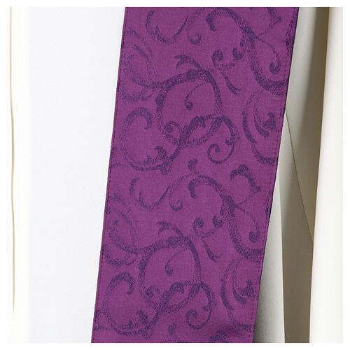 Purple silk damask stole with crystals by Vebi Confezioni 5