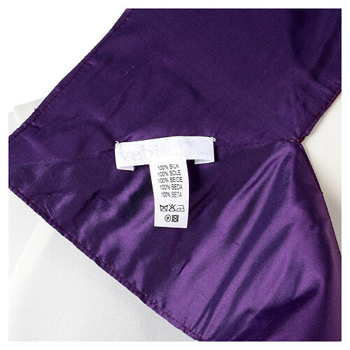 Purple silk damask stole with crystals by Vebi Confezioni 9
