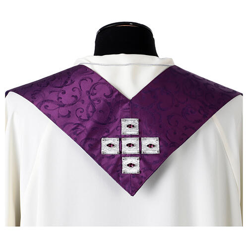 Purple damask silk stole with crystals Vebi Confezioni 8