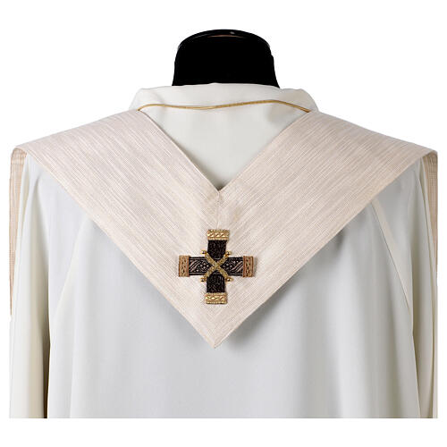 Estola branca em pura seda com passamanaria em ouro e cristais Vebi Confezioni 7