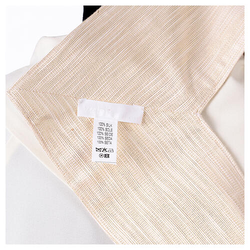 Estola branca em pura seda com passamanaria em ouro e cristais Vebi Confezioni 8