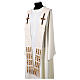 White pure silk stole with gold trimmings crystals Vebi Confezioni s3