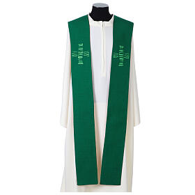 Modern green and red stole with cross