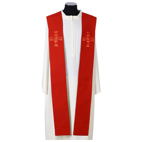 Modern green and red stole with cross 2