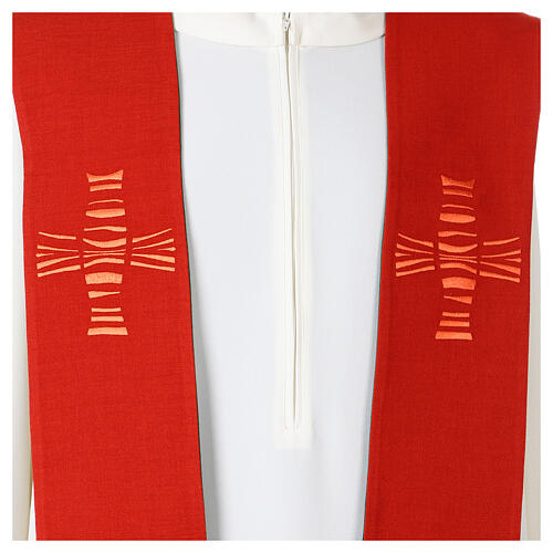 Modern green and red stole with cross 5